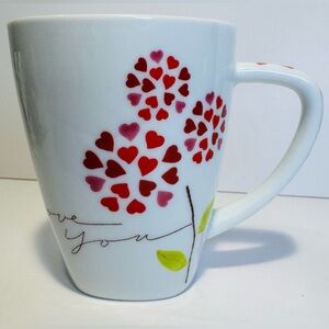 Starbucks White Mug with Red Heart Accents